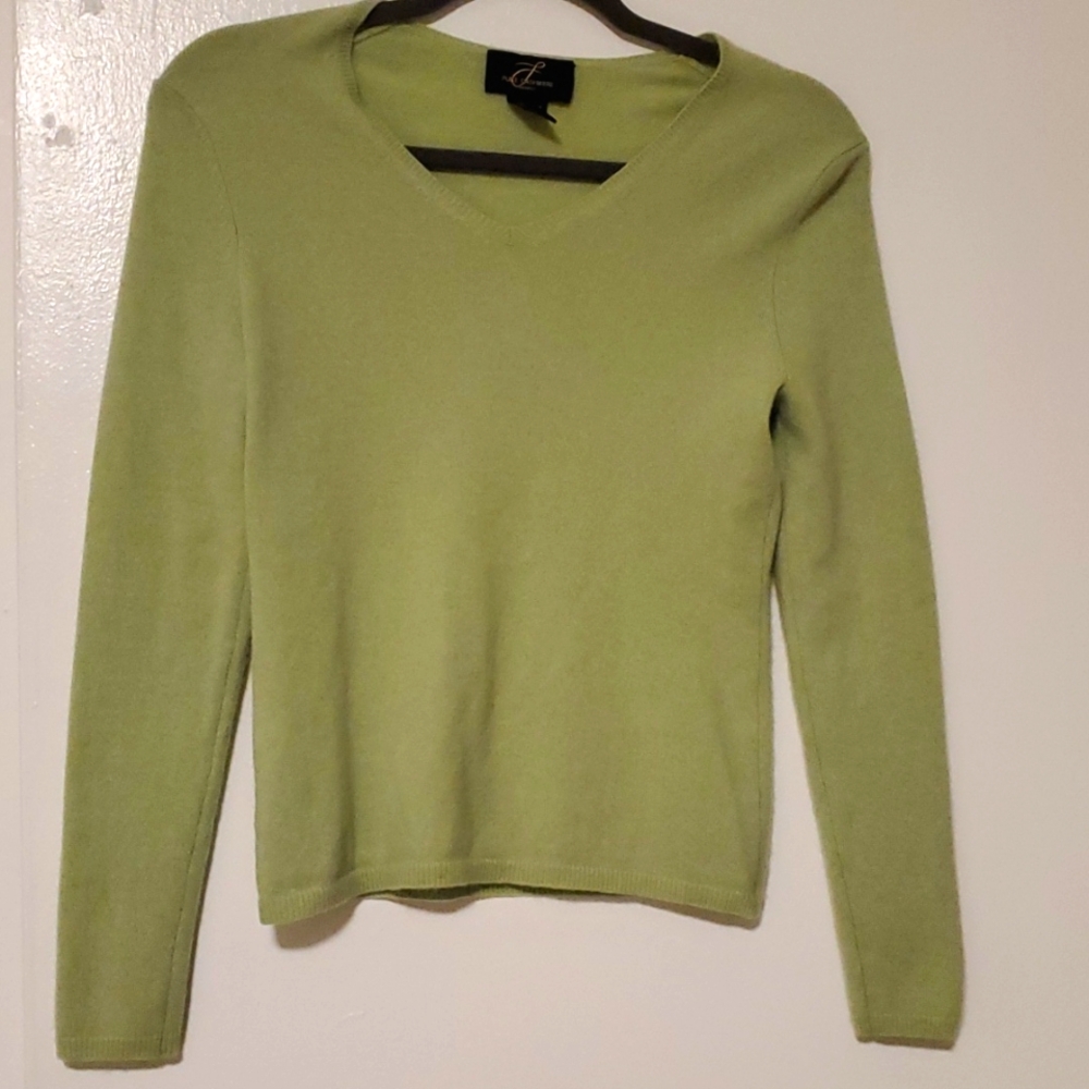 Pure Cashmere Sweater v-neck Green